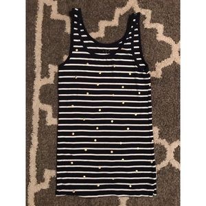 Large Tank — Navy Blue with Gold Dots